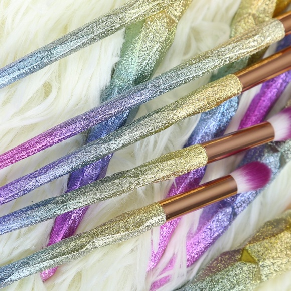  Ombre Glitter Makeup Brushes Set Goat/Horse Hair - Picture 2 of 8